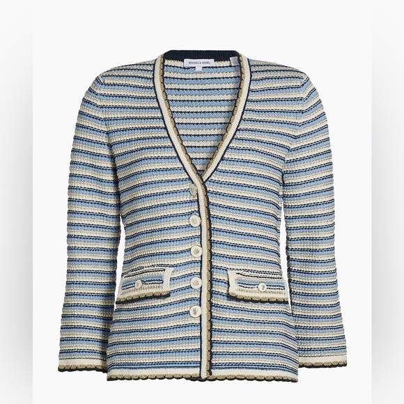 Veronica Beard Sweaters - Veronica Beard Ceriani Knit in Navy Multi Metallic Scalloped Sweater Desisgner